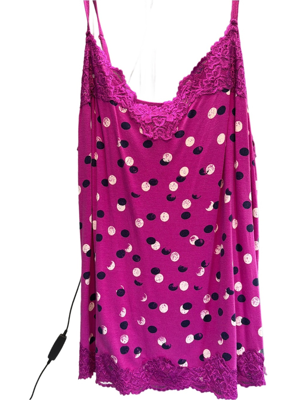 Lane Bryant Magenta Polka-Dot Lace-Trim Tank top